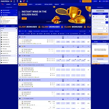 Paripesa website preview
