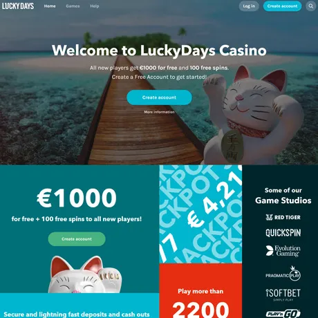 Lucky Days Casino website preview