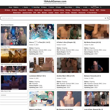 18AdultGames website preview