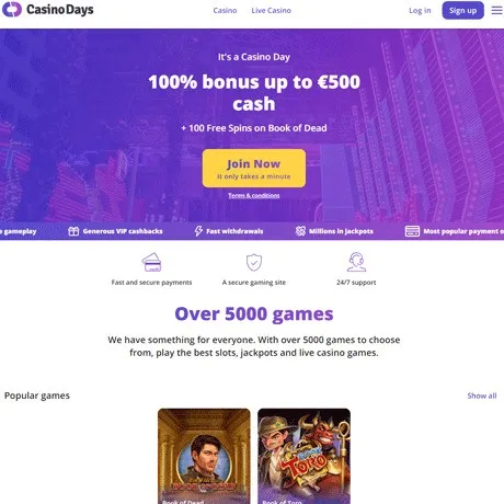 Casino Days website preview
