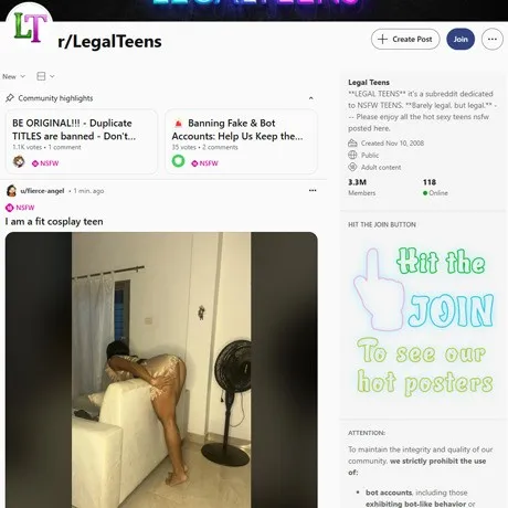 Reddit Legal Teens website preview