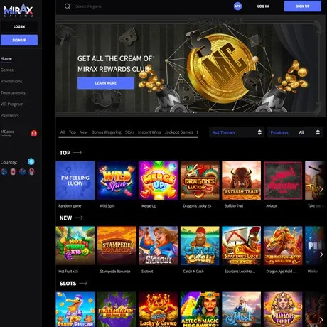 Mirax Casino website preview