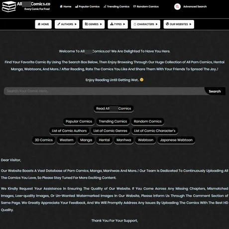 AllPornComics website preview