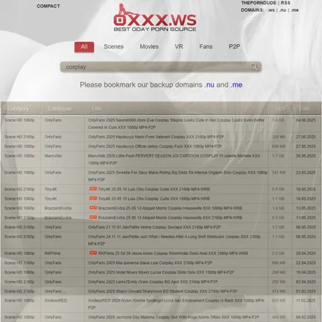 0XXX Cosplay website preview