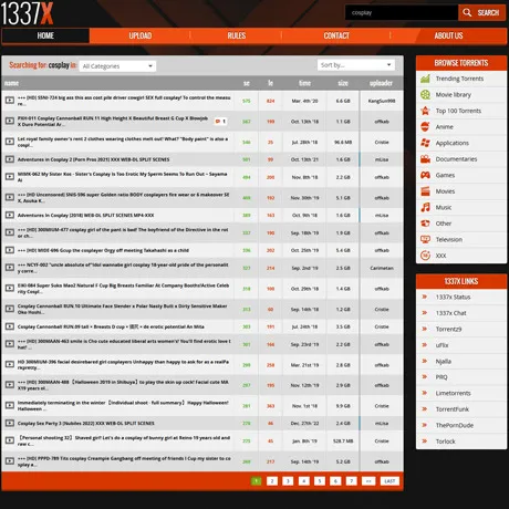 1337x Cosplay website preview