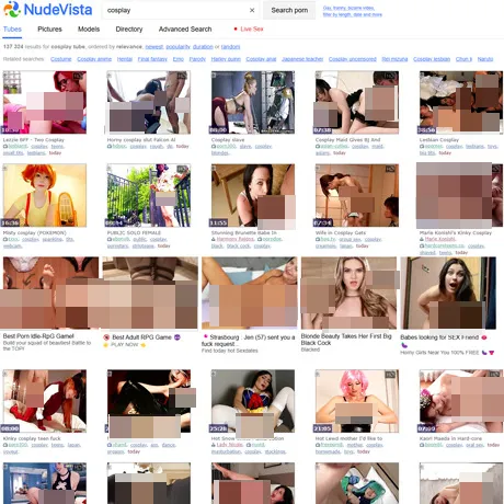 NudeVista Cosplay website preview