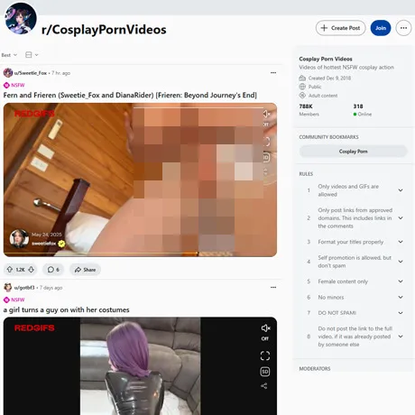 Reddit CosplayPornVideos website preview