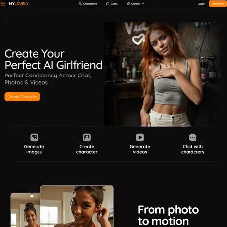 MyLovely AI website preview