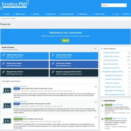 Erotica PhD website preview