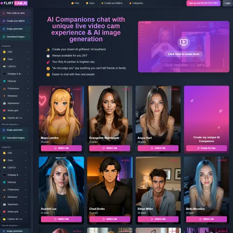 FlirtCam AI website preview