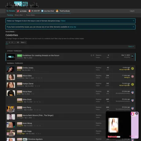 SimpCity Celebrities website preview