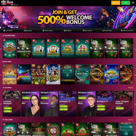 TheOnlineCasino website preview