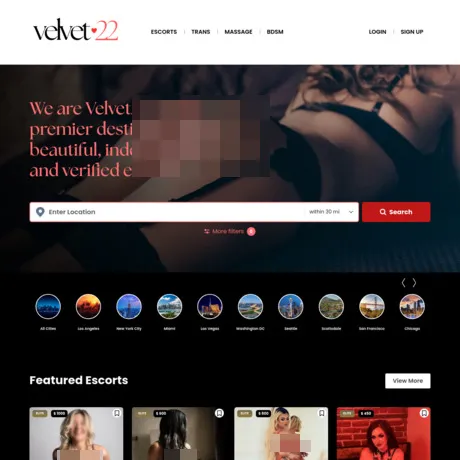 Velvet22 website preview