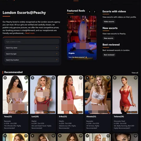 Peachy Escorts website preview