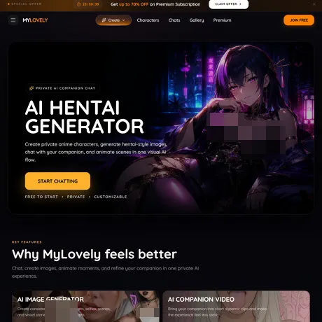 MyLovely AI website preview