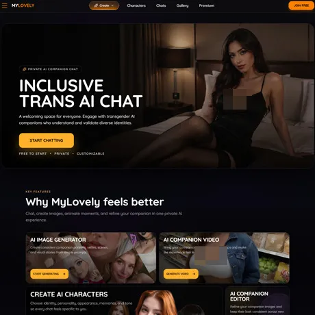 MyLovely AI Trans website preview