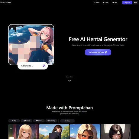 PromptChan Hentai website preview