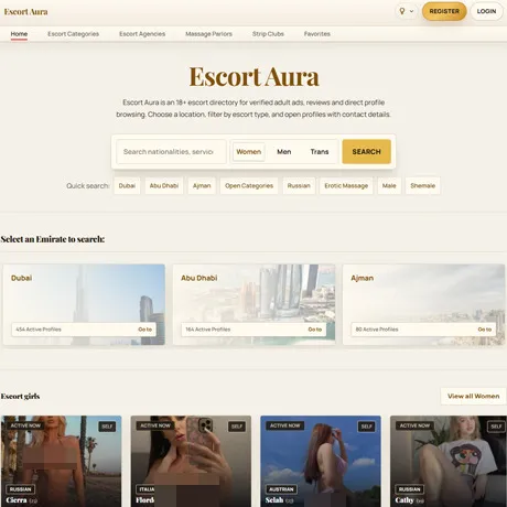 Escort Aura website preview