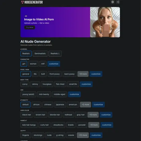 Nude Generator AI website preview