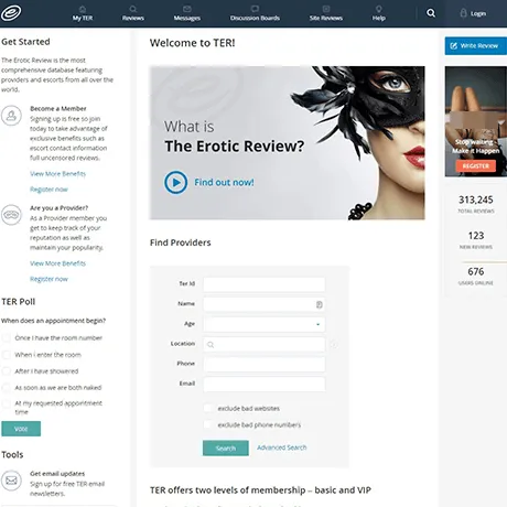 The Erotic Review website preview