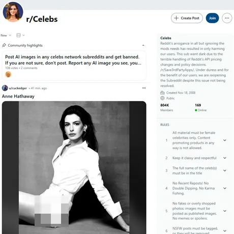 Reddit Celebs website preview