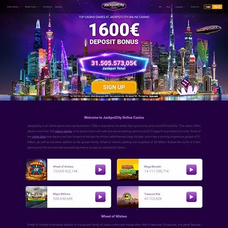Jackpot City Casino website preview