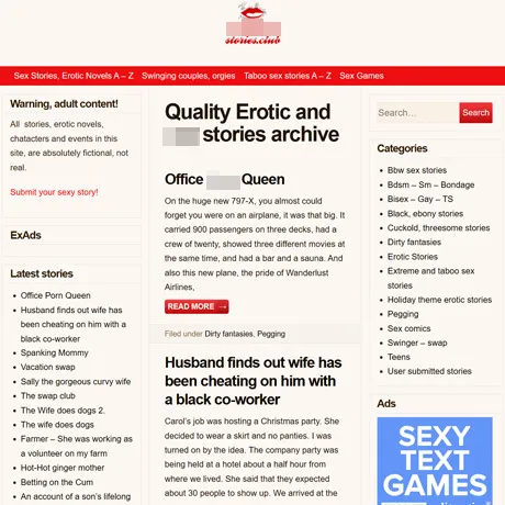 Sexual Stories website preview