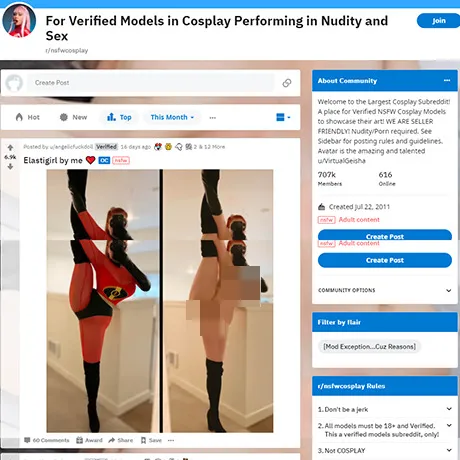 Reddit NSFW Cosplay website preview