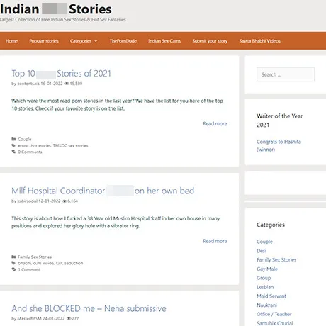 XXX Indian Stories website preview