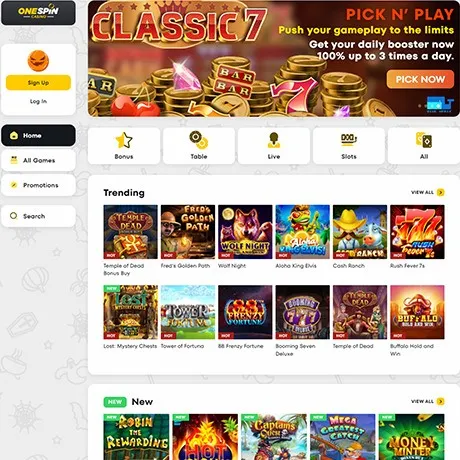 OneSpinCasino website preview