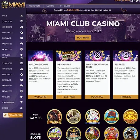 Miami Club Casino website preview