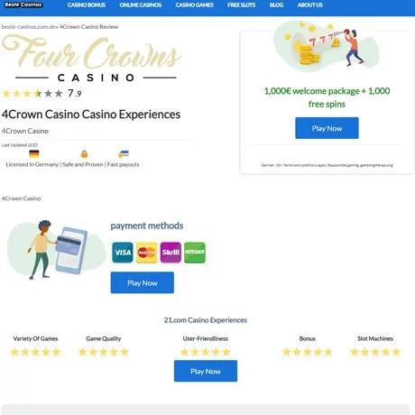 4 Crowns Casino website preview