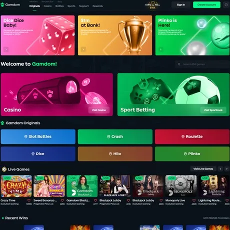 Gamdom website preview